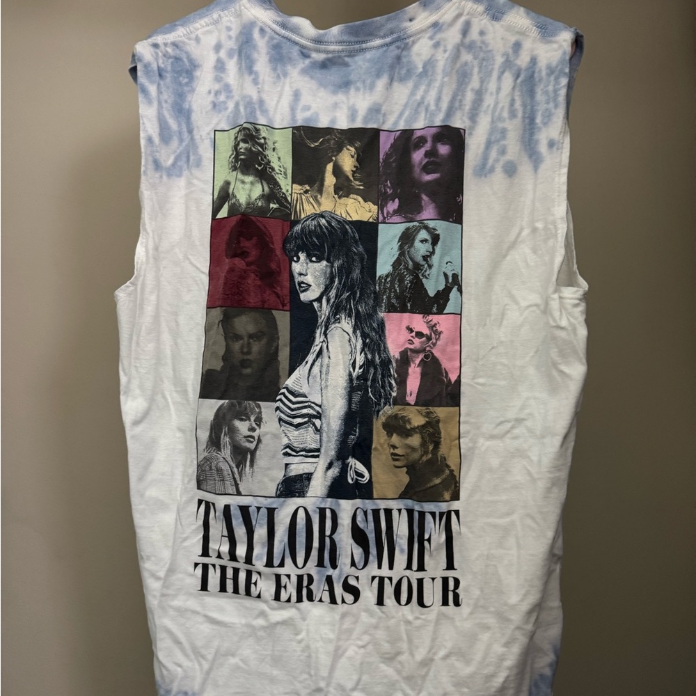 Taylor Swift White and Blue Muscle Tee